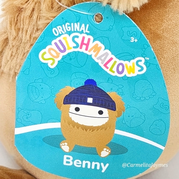 BENNY 👣 Brown Bigfoot w Blue Hat Original Squishmallow 2022 ☆ NWT ☆ PC - Picture 3 of 8